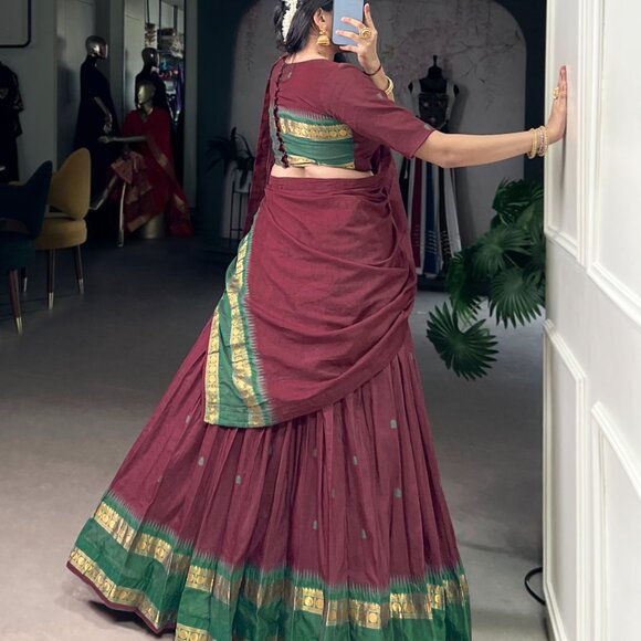 CHANDERI COTTON LEHENGA CHOLI - Picture 8 of 15